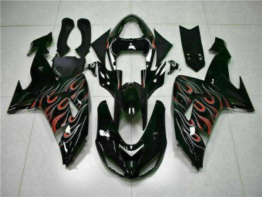 Carénages Kawasaki ZX10R 06-07 - Noir Rouge Flamme en Ligne