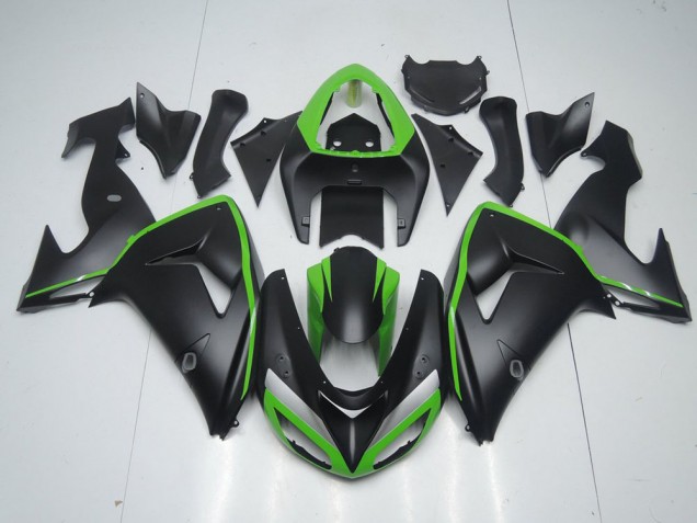 Carénage Kawasaki ZX10R 06-07 - Noir Mat avec Ligne Verte Carénage Kawasaki ZX10R 06-07 - Noir Mat avec Ligne Verte
