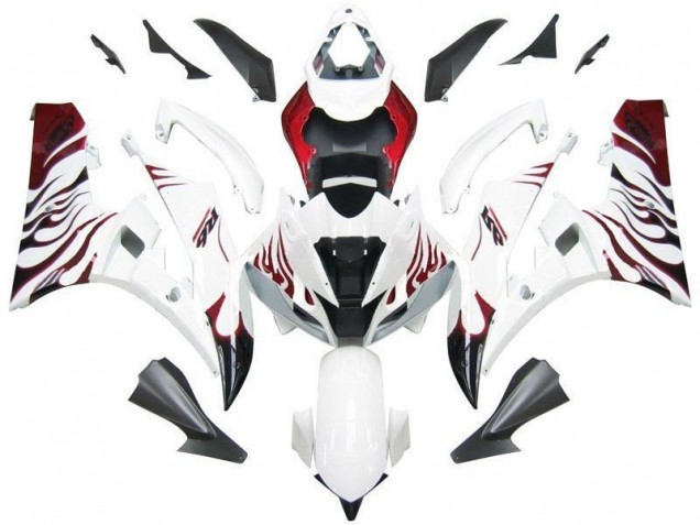 Carénage Yamaha R6 06-07 - Blanc Rouge Flamme Carénage Yamaha R6 06-07 - Blanc Rouge Flamme