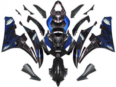 Carénage Yamaha R6 06-07 - Noir Bleu Flamme en Ligne