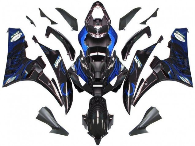 Carénage Yamaha R6 06-07 - Noir Bleu Flamme Carénage Yamaha R6 06-07 - Noir Bleu Flamme
