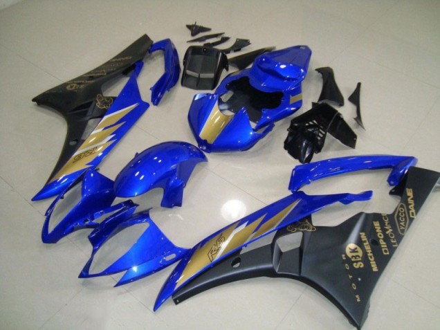 Carénages Yamaha R6 06-07 - Noir Bleu avec Or Décalque Carénages Yamaha R6 06-07 - Noir Bleu avec Or Décalque