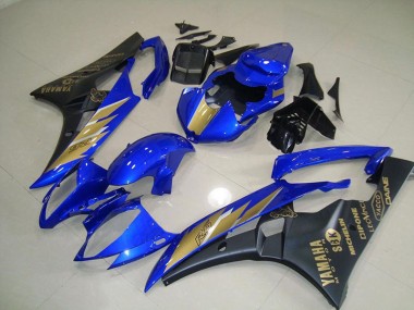 Carénage Yamaha R6 06-07 - Noir Bleu avec Or Décalque en Ligne