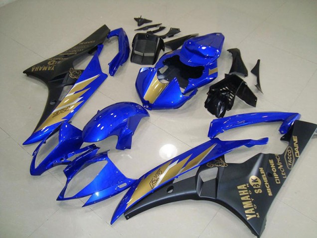 Carénage Yamaha R6 06-07 - Noir Bleu avec Or Décalque Carénage Yamaha R6 06-07 - Noir Bleu avec Or Décalque