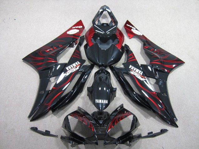 Carénages Yamaha R6 06-07 - Noir Rouge Flamme Carénages Yamaha R6 06-07 - Noir Rouge Flamme