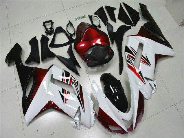 Carénage Kawasaki ZX6R 07-08 - Blanc Noir Rouge