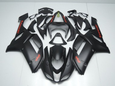 Carénage Kawasaki ZX6R 07-08 - Noir Mat avec Rouge Décalque en Ligne