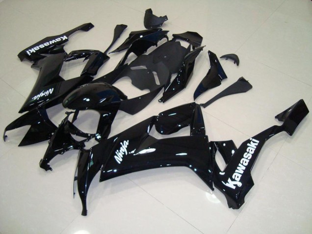 Carénage Kawasaki ZX10R 08-10 - Noir Brillant avec Blanc Décalque