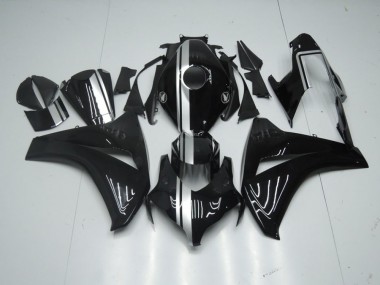 Carénage Honda CBR 1000 RR 08-11 - Noir Brillant avec Argent Bande en Ligne