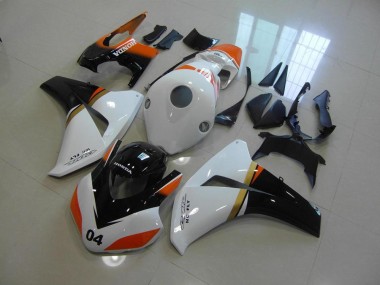 Carénage Honda CBR 1000 RR 08-11 - Blanc et Noir et Orange Courses en Ligne