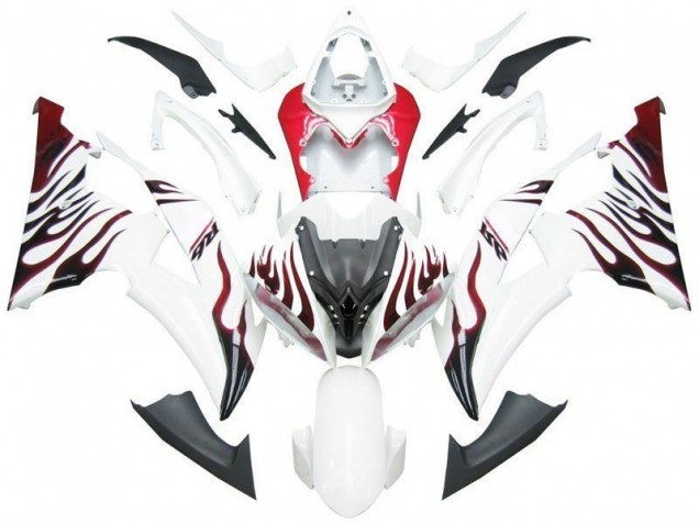 Carénage Yamaha R6 08-16 - Blanc Rouge Flamme R6 Carénage Yamaha R6 08-16 - Blanc Rouge Flamme R6