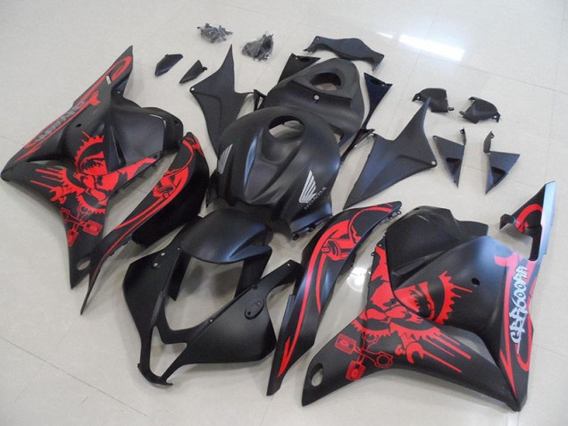 Carénage Honda CBR 600 RR 09-12 - Noir Mat avec Rouge Crâne Carénage Honda CBR 600 RR 09-12 - Noir Mat avec Rouge Crâne