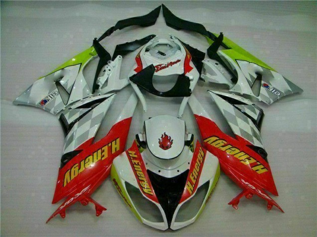 Carénage Kawasaki ZX6R 09-12 - Blanc Rouge H. Énergie