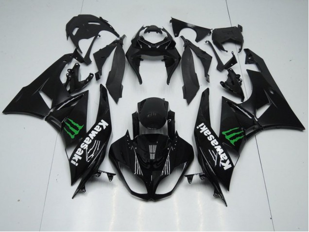 Carénage Kawasaki ZX6R 09-12 - Noir avec Monster Carénage Kawasaki ZX6R 09-12 - Noir avec Monster