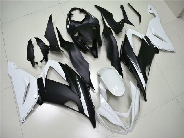 Carénages Kawasaki ZX6R 13-18 - Blanc Noir
